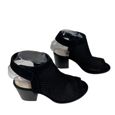 Vince Camuto Women's Bootie Black Nubuck Leather Perforated Peep Toe Size 6.5 M - Image 1 of 4