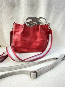 Leder Handtasche 2-teilig Rot/grau Damen - Bild 1 von 5