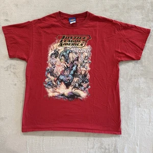 Vintage Justice League Of America Lost Herren T-Shirt Rot Größe Large Y2K - Bild 1 von 5