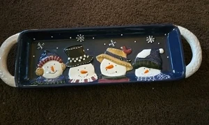 St. Nicholas Square Snow Friends Snowmen Treat Tray Snack Platter - Picture 1 of 6