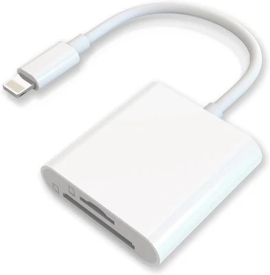SD/TF Card Reader for iPhone iPad Camera, 2-in-1 Dual Card Slot Memory Card Read - image 1 of 4