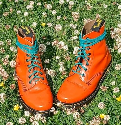 Dr Martens 8 Eye Boots UK 3 Orange 1990s Made in England Vintage  - Image 1 of 4