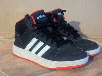 Adidas Hoops 2.0 Mid Boys Basketball Shoes Black White Red Size 4 B75743 - Image 1 of 4