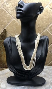 Collar de perlas trenzadas vintage de 6 hilos broche de oro de 14 k 64 gramos peso total - Imagen 1 de 8