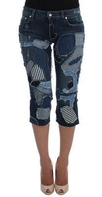Pantalones cortos de mezclilla Dolce&Gabbana para mujer azules algodón elástico cremallera retazos bermudas Foto 1 de 4