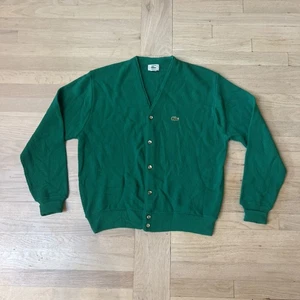 Vintage Lacoste Izod Acrylic Knit Green Cardigan USA Crocodile 80s 90s Mens XL - Picture 1 of 12