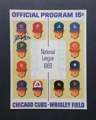 Cubs vs Braves 1969 Baseball Scorecard Fergie Jenkins Win Autographed - Image 1 of 4