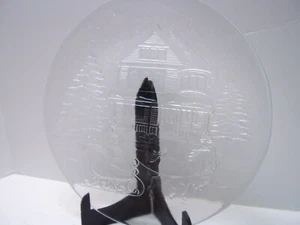 Libbey Holiday Servierplatte Klarglas Weihnachten Pferd gezogen Schlitten Winter - Bild 1 von 2