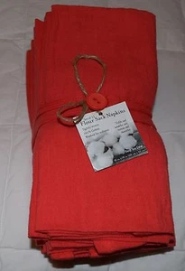 Shabby Chic Napkins Coastal Sea Coral Cotton Flour Sack Set/12 Beach Cottage~NWT - Picture 1 of 6