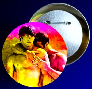 Gay Male Art Pins Muscular Hunk LGBT Pins Beefcake Gay Couple Southern Decadence - Picture 1 of 3