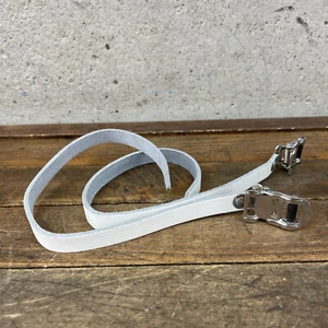 Vintage Schwinn Approved Pedal Straps White Leather Toe Clip Part Italy Eroica - Picture 1 of 10