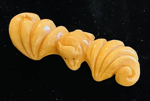 Ex Rare Antique ASIAN BAT carved Button, Ca., early 1920s/1930s Cover