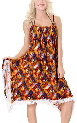 LA LEELA Women's Plus Size Tops Bikini Cover Up Swimwear US 14-16W Orange_K271 - Image 1 of 3