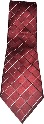 John Henry 男式正式领带红色涤纶条纹十字图案 — 第 1/4 张图片