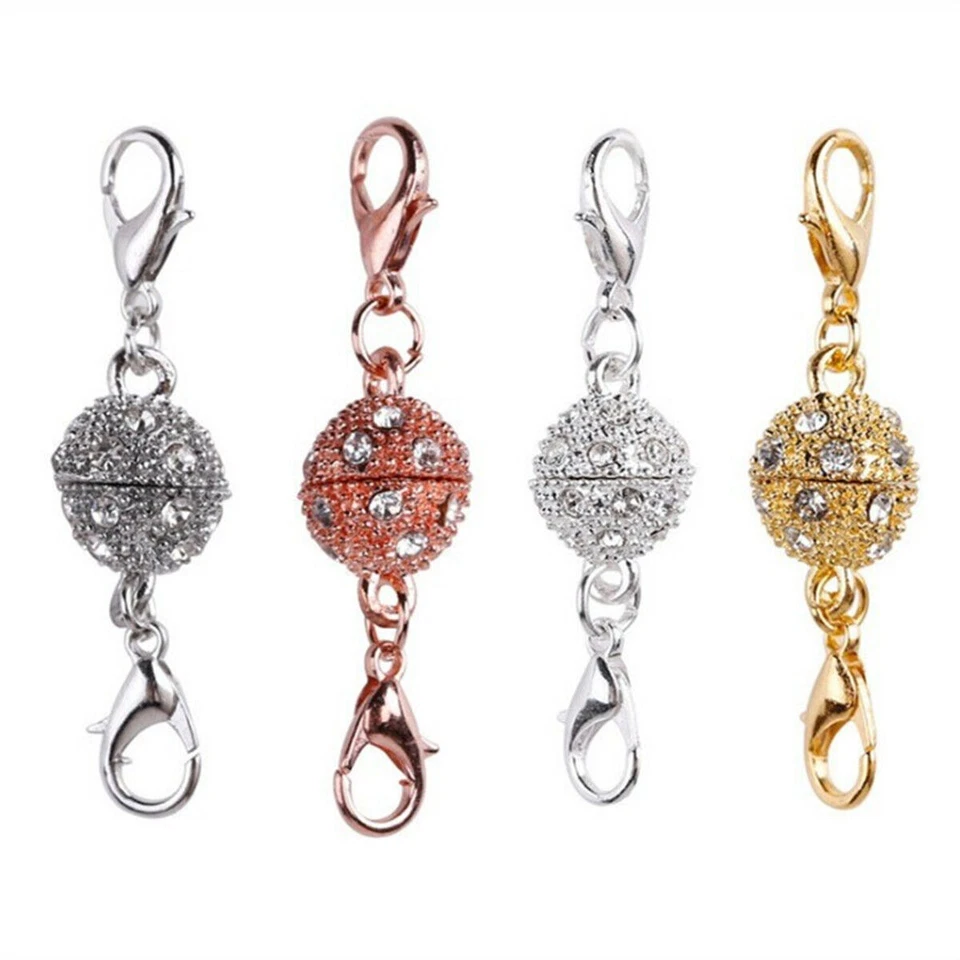 1/5Pcs Magnetic Lobster Clasps Hooks For Jewelry Making Rhinestone Ball Two Part - Image 1 of 1