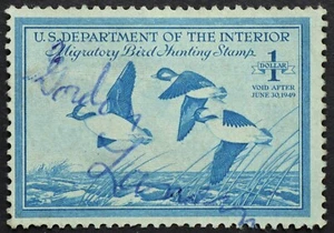 U.S. Used Stamp Scott #RW15 1948 $1 Federal Duck Hunting, Very Fine. Choice! - Picture 1 of 2