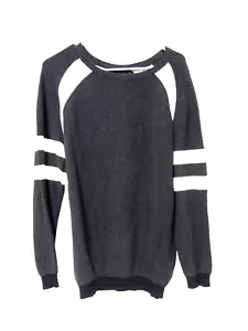 Zara Man Mens Sweater L Pullover Crewneck Grey White Sport Style Raglan Cotton - Picture 1 of 6