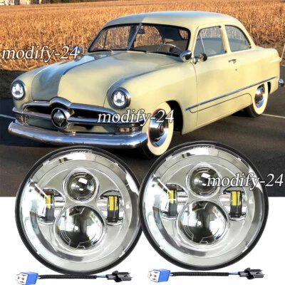 Par de faros LED redondos de 7" para Ford Custom 1949 1950 1951 1952 1953 1954-1957 Foto 1 de 4