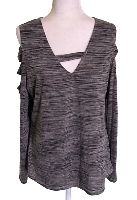 Camisa Minimalista Informal Rock & Republic Para Mujer Gris Hombro Frío Tirantes XL NUEVA CON ETIQUETAS Foto 1 de 4