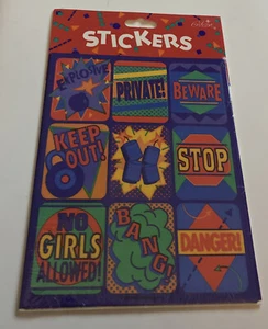 Vintage 1995 Gibson Greeting Stickers 90’s Sayings Phrases No Girls Allowed Bang - Picture 1 of 10