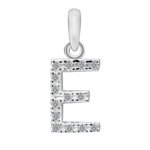 Ciondolo da donna forma rotonda D/VVS1 0,30 kt alfabeto E in argento sterling 925 - Foto 1 di 4