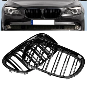 Sport Kühlergrill 2pc Doppelsteg Nieren Für BMW 7er F01 F02 08-15 Glänz Schwarz - Bild 1 von 16