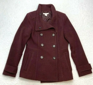 H&M LOGG Women's Jacket Double Breasted Plum Purple Pea Coat Size 8 - Picture 1 of 12