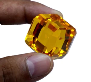 264 Ct Certified Natural Brazilian Yellow Color Citrine Cube Cut Loose Gemstone - Picture 1 of 14