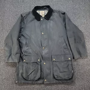 Burberry London Jacket Mens Large Gray Waxed Novacheck Plaid Field Barn Chore - Picture 1 of 24