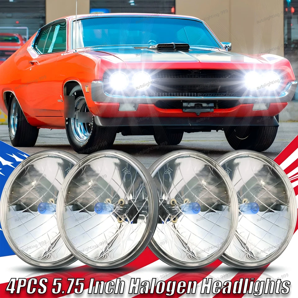 Faros de haz alto/bajo 4X 5,75" 5-3/4 pulgadas para Ford Thunderbird Torino Foto 1 de 4