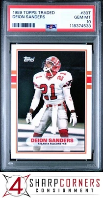 1989 TOPPS TRADED #30T DEION SANDERS RC FALCONS HOF PSA 10 - Image 1 of 2