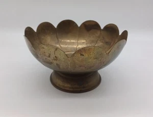 Vintage große 8" Messing Lotus Schüssel mit gewellten Kanten. D2131 - Bild 1 von 12