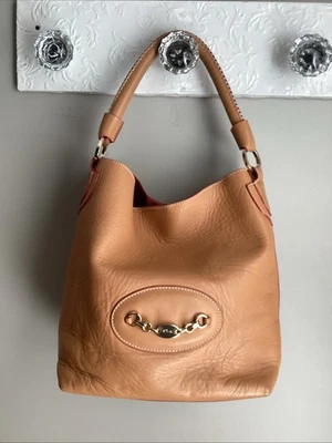 CATS Spain Tan Camel Soft Thick Leather Purse Hobo Tote Red Suede Interior - Image 1 of 4