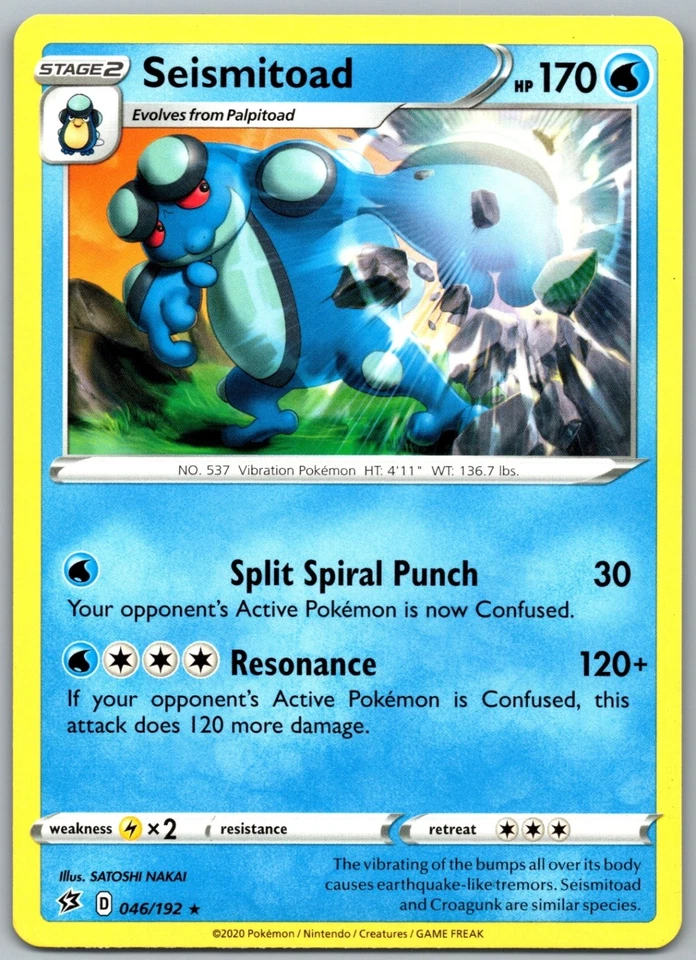 Seismitoad Rare SWSH02: Rebel Clash 046/192 NM - Image 1 of 2
