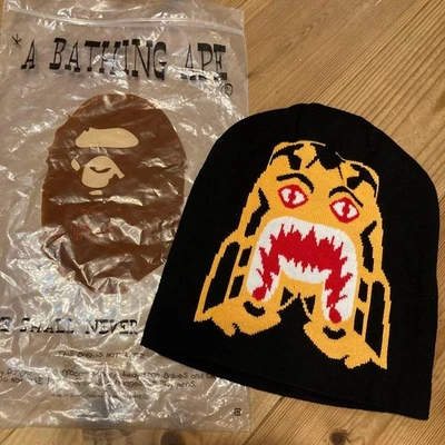 Bape Beanie шляпа черный неиспользованный уличный тигр вязаная крышка редкая Японии размер США Хэллоуин - Изображение 1 из 4