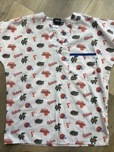 Scrub Dudz Florida Gators Scrub Top Pocket Football Basketball Size Small - Picture 1 of 9