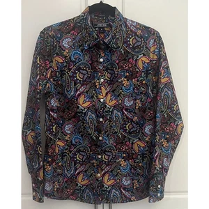 Camisa para mujer Lands' End estampado cachemir abotonada algodón Supima talla 8 nueva sin etiquetas - Imagen 1 de 9