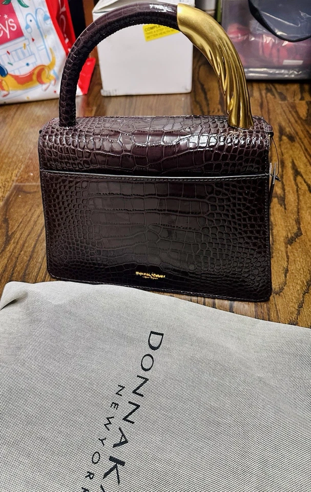 Bolso Cartera Donna Karen MARRÓN Tul Patente Croco. Nueva bolsa antipolvo con etiquetas Foto 1 de 4