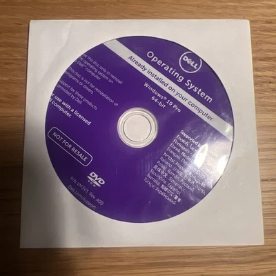 Microsoft Windows 10 Pro 64-bit DELL Reinstallation DVD Disk VM3V3 - Image 1 of 3