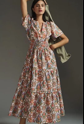 The Somerset Maxi Floral Motif Dress By Anthropologie L Large LKNU! - Image 1 of 4