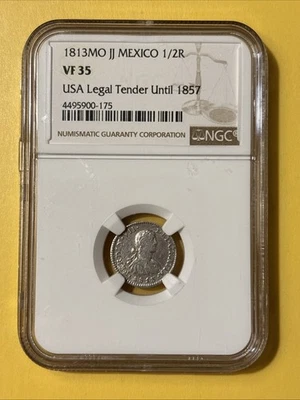 1813 Mo JJ Mexico Silver 1/2 Real Ferdin VII Spanish Colonial Coin NGC VF35 - Image 1 of 2