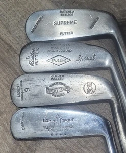 4 Antique Vintage Hickory Wood Shaft Golf Club Putters Walker Cup Lo Skore - Picture 1 of 7