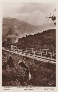 RP Schmalspur Postkarte Snowdon Bergbahn Viadukt & Zug Lilywhite - Bild 1 von 2