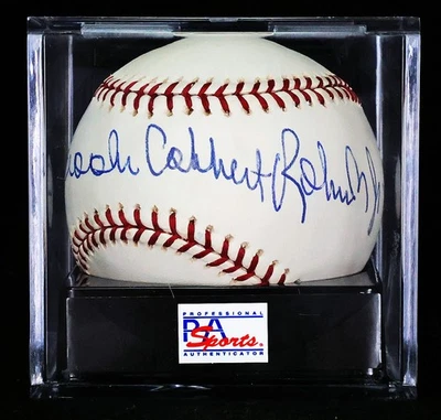 Brooks Calbert Robinson Jr FULL NAME Signed OML Baseball Graded PSA MINT 9 - Image 1 of 4