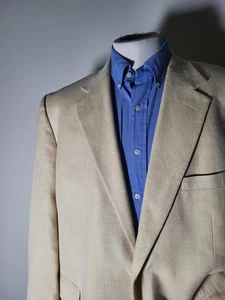 Chaqueta Blazer BROOKS BROTHERS ITALIA Beige Tostado Seda Lino Lana Lúpulo Tweed 45R - Imagen 1 de 9