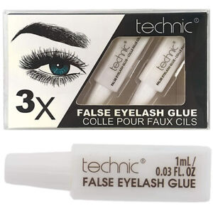 Technic False Eyelash Glue Pack of  3 Tubes CLEAR Fake False Adhesive Set