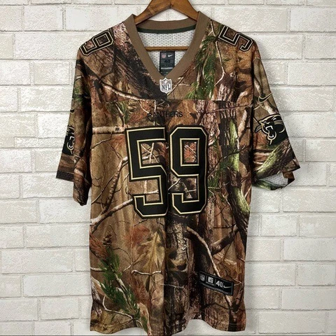 Mens 40/Medium Panthers Nike NFL Luke Kuechly Camo Real Tree Rare Patch Jersey Cover