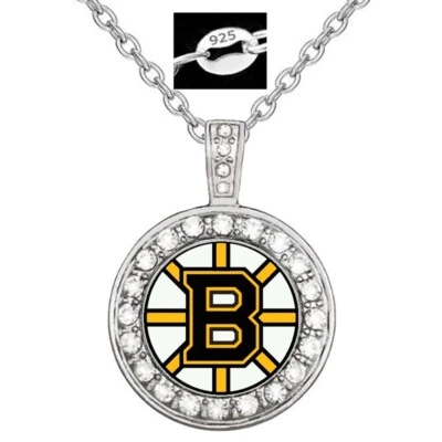 Boston Bruins Women's 925 Sterling Silver Necklace Hockey Jewelry Gift D18 - Image 1 of 4
