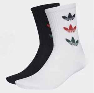 ADIDAS ORIGINALS TREFOIL CUFF CREW-SOCKEN 2 PAAR SCHWARZ/WEISS M (US 7-8,5) - Bild 1 von 3