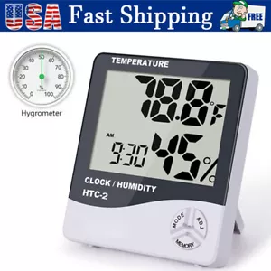 Thermometer Indoor Digital LCD Hygrometer Temperature Humidity Meter Alarm Clock - Picture 1 of 14